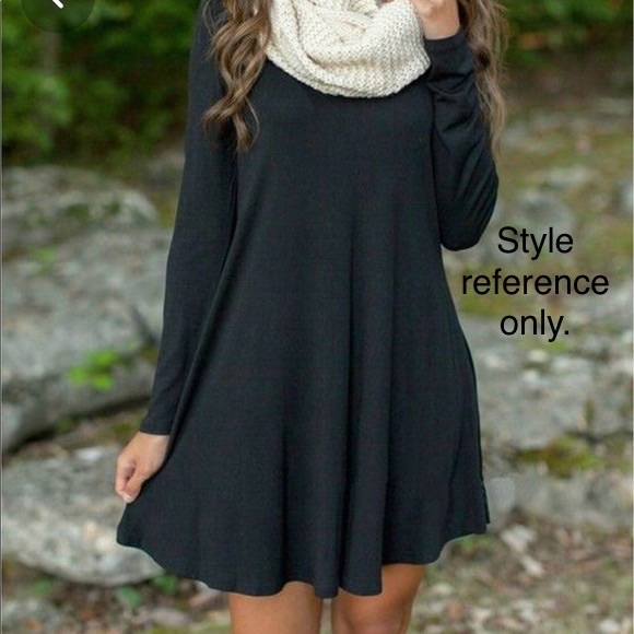 LA Made Mini Swing Dress navyBlue/White Stripe Long Sleeve Ribbed Sz L - Picture 3 of 7